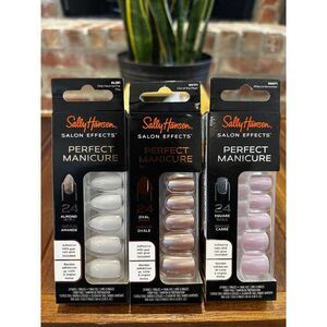 Sally Hansen Salon Effect Perfect Manicure White Glitter Gold Pink Nail Sets (3)